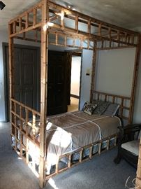 One of a pair of Bamboo Canopy Beds