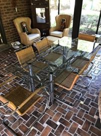 Tobia Scarpa "Andre" Table and 6 Mies van der Rohe Cantilever chairs (4 sides and 2 arms)