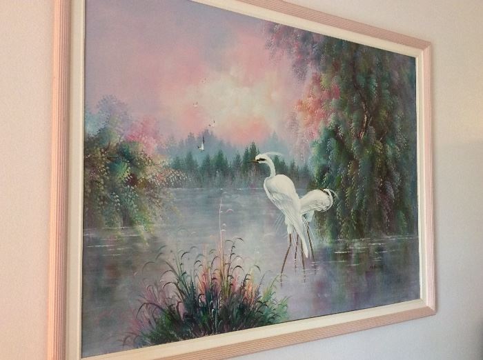 Great Egret painting. 41" x 53". 
