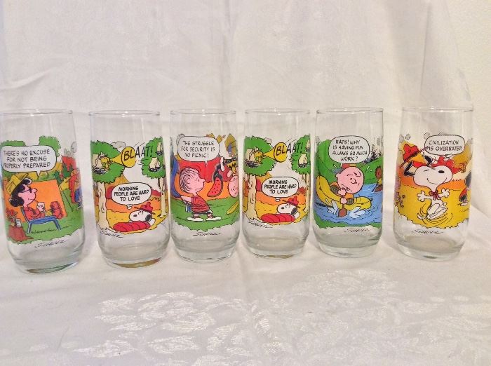 Peanuts Collector Glasses. Back View. 