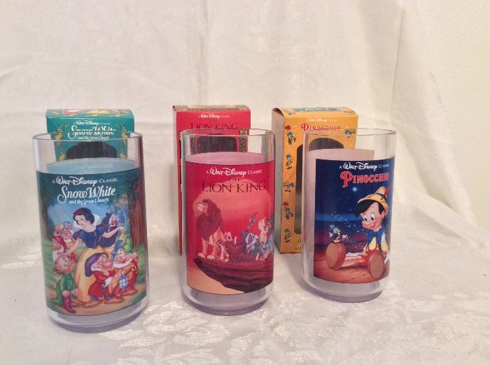 Walt Disney Collector Glasses with original boxes. 