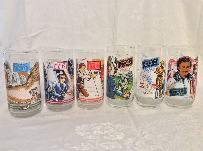 Star Wars Collector Glasses. 1980. Front View. 