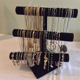Necklaces and bracelets.  