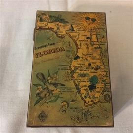 Vintage Greetings From Florida jewelry box. 