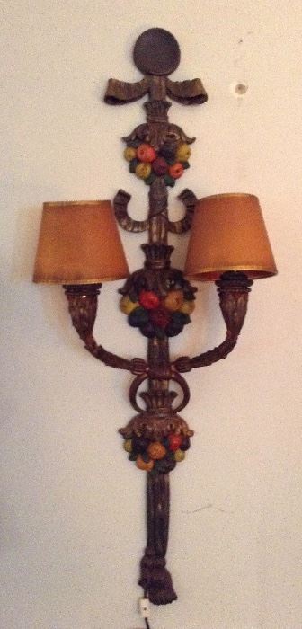Painted Iron Wall Sconce...Needs American Rewiring
