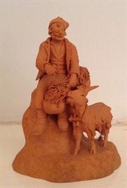 Italian Modeled Terra Cotta Goatherd