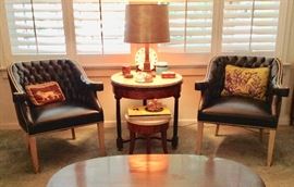 Tufted Hollywood Regency Club Chairs