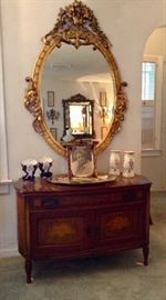 Hand Painted Chest and Sensational Oval Mirror