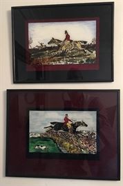 Two reverse paintings on glass by Jack Boyea, 11"x7"