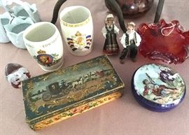 Decorative Boxes, British Commemorative Cups, Henning Carved Figures, Murano Glass