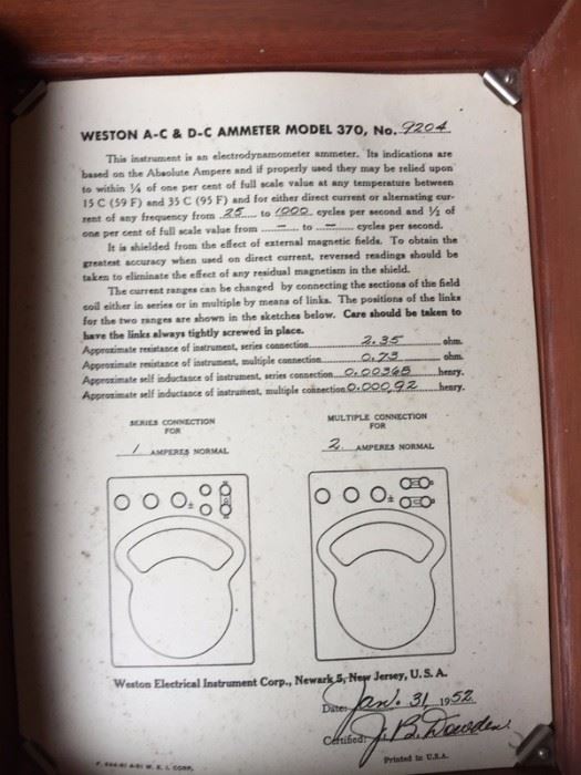 Weston AC DC Ammeter manual
