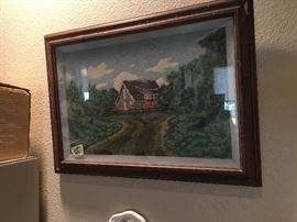  needlepoint/or cross stitch (one of the those ) framed art- 