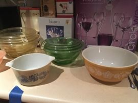 old pyrex and depression glass bowl sets
