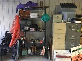  several metal locking file cabinets ,  elder health items- walkers  etc