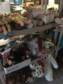 beanie babies-beanie kids, cabbage patch dolls, lots of 80's90's toys-stuffed animals-mcdonalds toys- some new   lots to see and peruse 