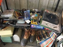 fishing/ hunting  STUFF, tackle boxes =some empty-some have lots of fish accessories :)))