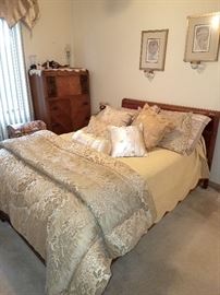 Art Deco Queen bedroom set. Bed, tall dresser and vanity