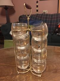Vintage glasses with caddy