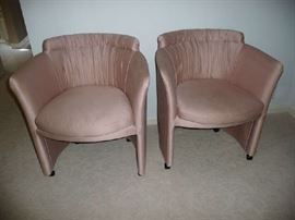 2 UPHOLSTERED ROLLING CHAIRS (2 OF 3)