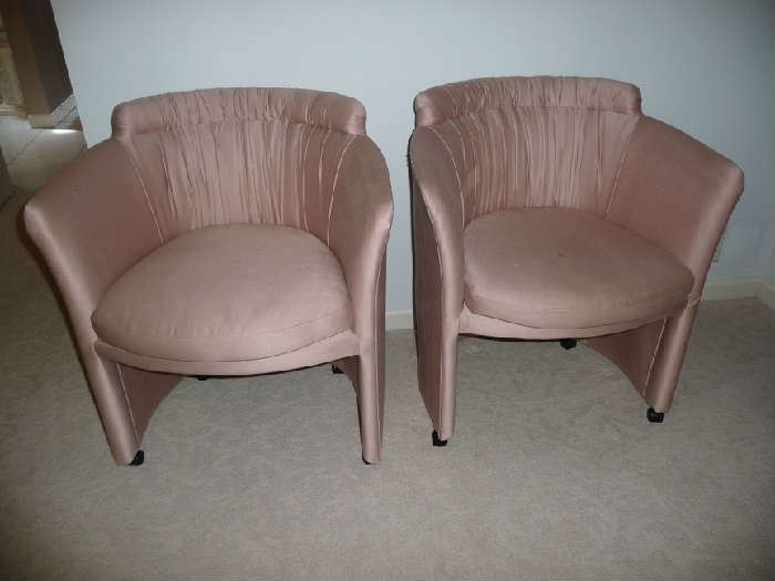 2 UPHOLSTERED ROLLING CHAIRS (2 OF 3)