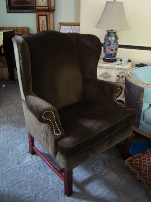 Custom wing back chair