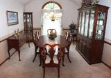 Matching Dining Room Set; Table with Leaf and 6 chairs, Buffet, and Lighted China Cabinet
