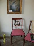 one of four nice fiddle back mahogany chairs