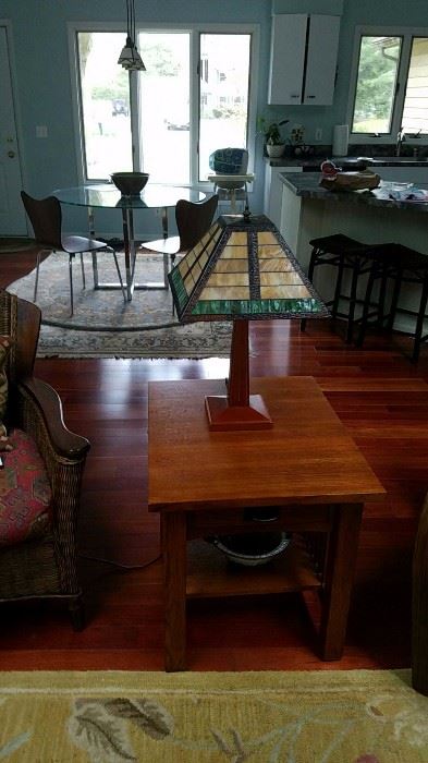 Craftsman Style End Table and Tiffany Lamp