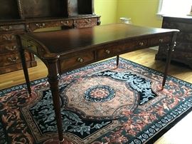 Leather Top Partners Desk 60 x 30 and Credenza by Theodore Alexander and Lovely Wool Carpet