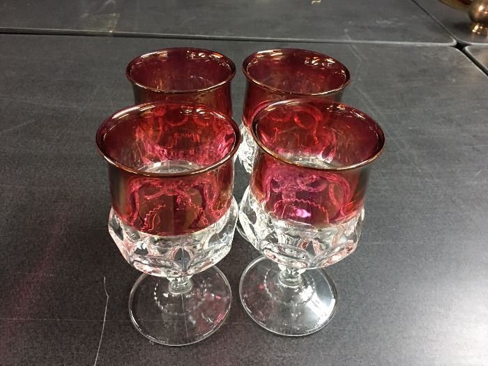 King's Crown ruby water goblets