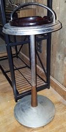 Vintage pedestal ashtray with amber glass tray