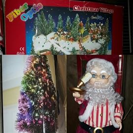 Fiber Optic Christmas village & tree and animated Santa 