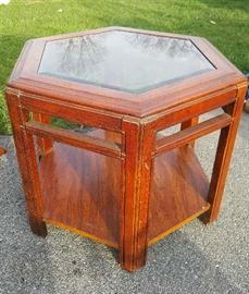 End table with glass top