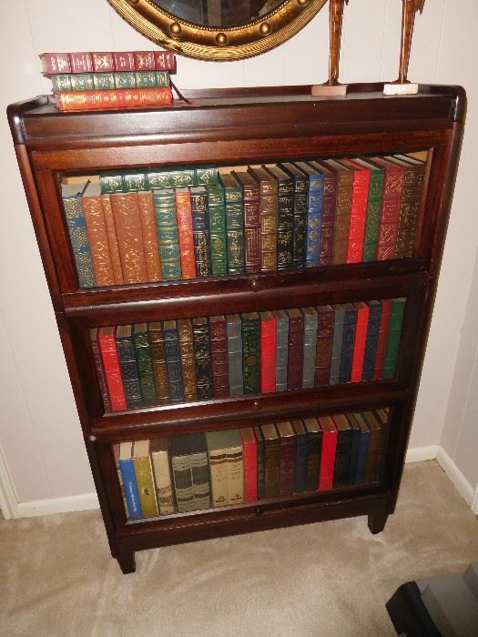 Antique Weis stacking bookcase with many leather bound books