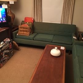 2 MID CENTURY SOFAS, ORIGINAL UPHOLSTERY