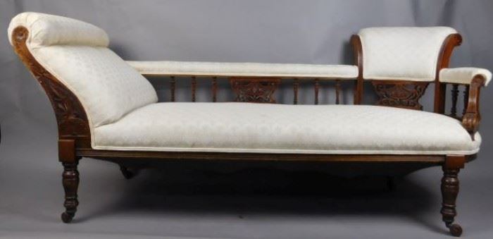 Victorian Fainting Sofa with Walnut Trim