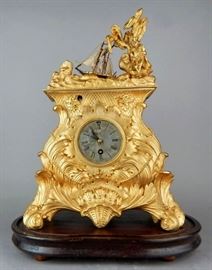 French Dore Bronze Automaton Sailboat Clock