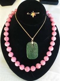 Tiffany pink Rhodochrosite Bead Necklace