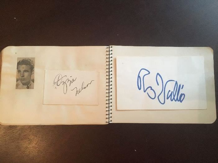 Little autograph book with various stars of yore, including Ozzie Nelson and Rudy Vallee. 