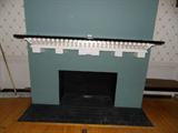 fire place mantle fireplace sterling tiffany gold chic shabby dust mop ballroom benches vintage moulding 100 year old maple wood flooring