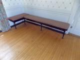 ballroom benches 100 year old maple wood flooring vintage moulding drapes
