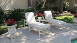 Lounge Chairs, Table, Flower Pots (cast concrete)