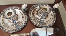 Pair of Antique Wilcox Quadruple Plated candle sticks (marked 1860, USN (US Navy)