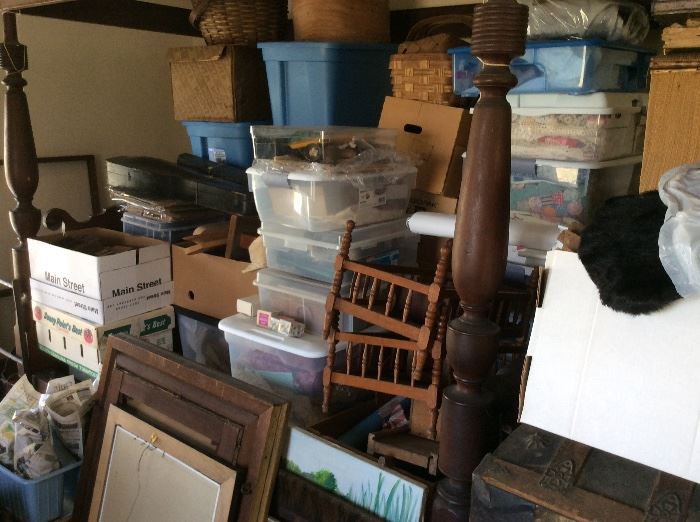 All these containers have vintage items for this sale! You will see more pictures as we work with the merchandise. 