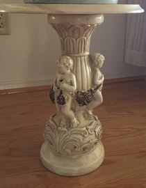 Flower Stand marble top, ceramic base
