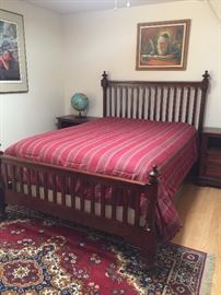 Area Rug Arak Red, 5'7" x 8'3"                                
Queen Bedroom Suite: Bed Frame, 2 NS, Highboy Lighted Globe                                                                   White Ginger Jar Table Lamp                                           
Bedding Set

