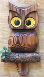 1970's Carved Wood Owl