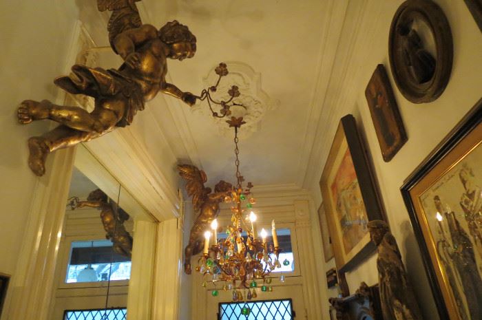 Almost 3 Feet High. Italian Wood Cherub/Putti Candelabras