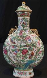 32 - 19th Century Chinese porcelain capped vase, 14 in. T, 8 in. W.
