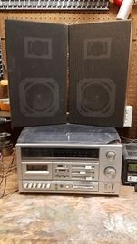 Retro stereo with turntable and cassette